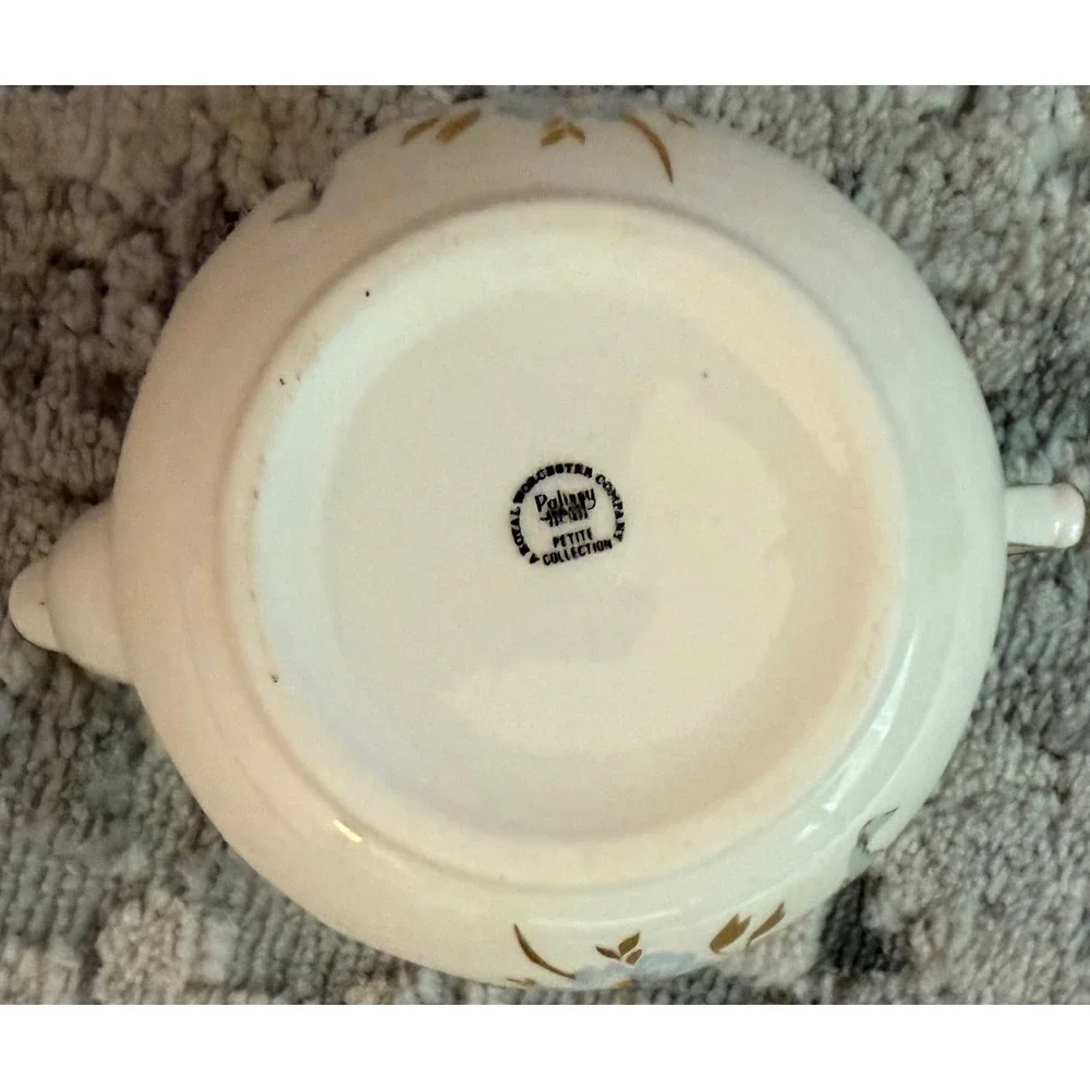 Royal Worcester Palissy Petite Collection Floral Porcelain Teapot Gold Trim